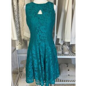 Danny & Nicole Women's Size 4 Teal Lace Fit & Flare Skater Dress #0573